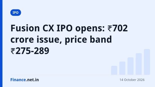 Finance.net.in title card: Fusion CX IPO opens: ₹702 crore issue, price band ₹275-289