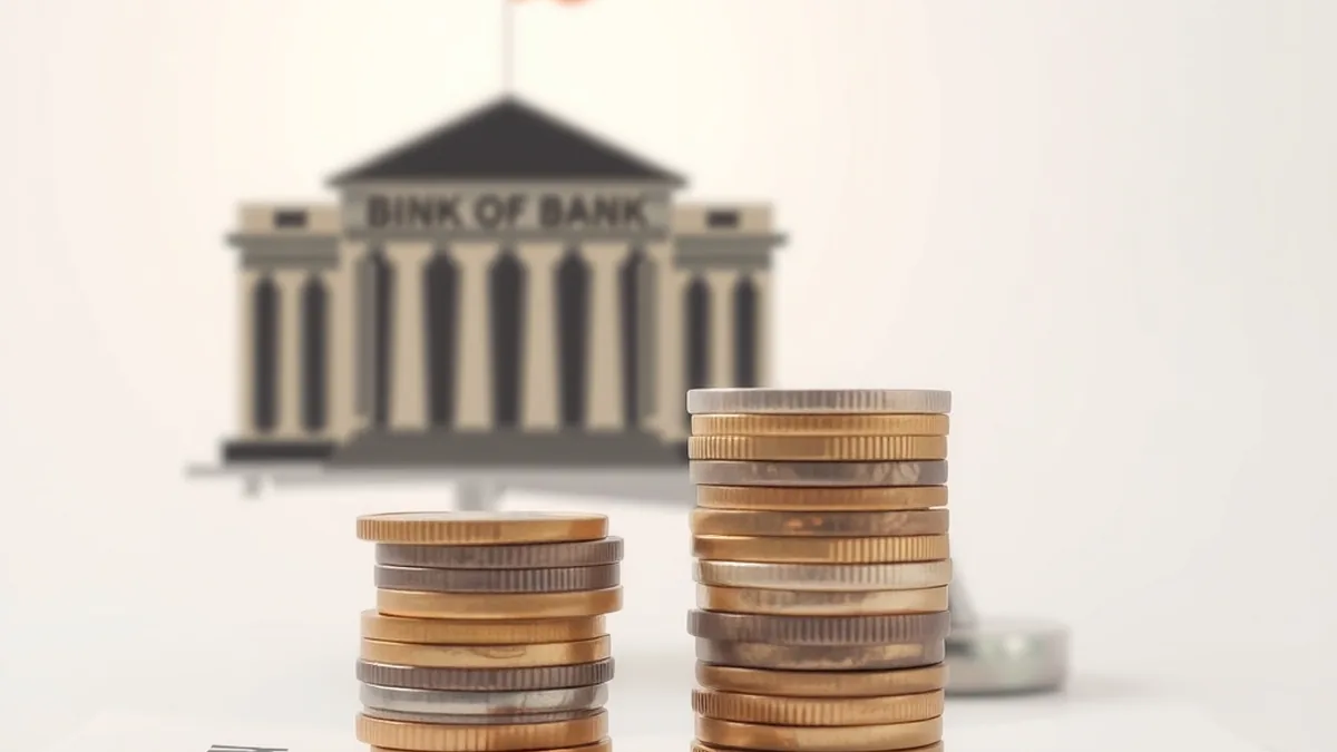 Coins and a balance scale symbolising government bond sales by the central bank