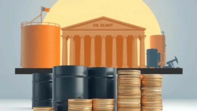 US dollar notes beside oil barrels, illustrating RBI's special dollar window for state-run oil marketing companies