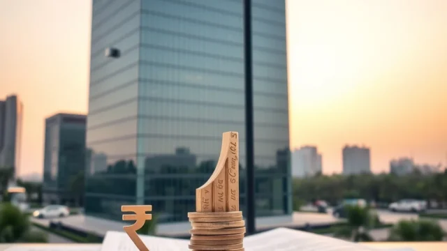 Technology office tower with rupee coins illustrating Wipro's quarterly results