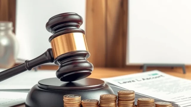 Gavel beside coins and a falling line, representing the Yes Bank AT-1 bond ruling